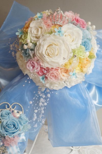 画像4: ミッキーブーケラウンド　大き目リボンで　スワロ＆パールフリンジ　花のみ２２ｃｍ