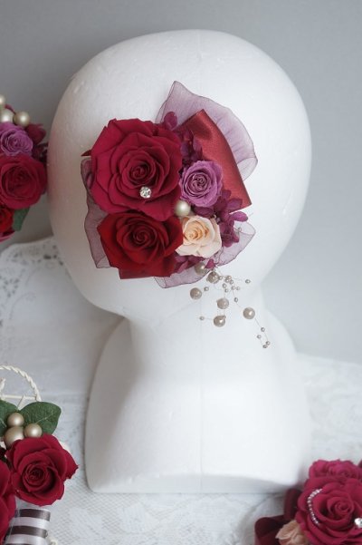 画像2: 花とリボンのヘッドドレス　ワニグチクリップの金具付タイプ