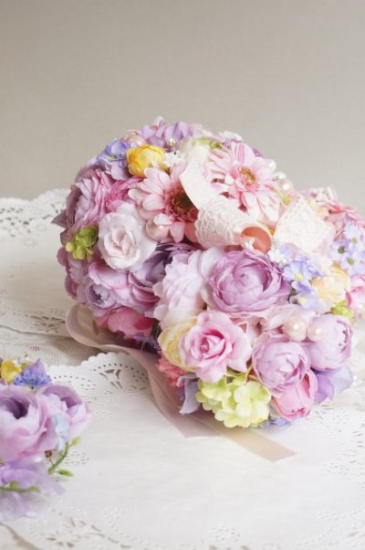 画像7: ミニーボールブーケスワロ　横幅約27cm　ラプンチェル　アーティフィシャルフラワー　リストレットプレゼント付き　色違い可II