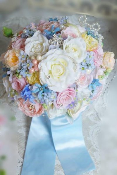 画像4: newミッキーブーケ　ラウンド　アーティフィシャルフラワー　リストレットプレゼント　スワロ　花のみ２2-23ｃｍ　キャンペーン