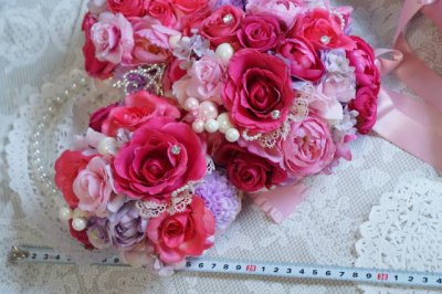 画像6: ミッキーバックブーケ半球タイプ　スワロ　横幅約27cm　アーティフィシャルフラワー　リストレットプレゼント付き　デザイン違い　色違い可II