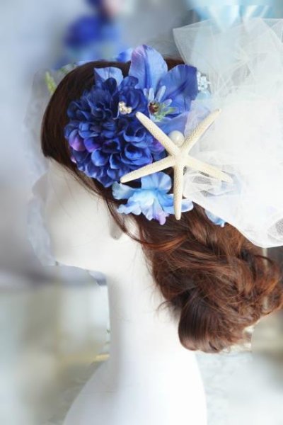 画像5: リースブーケ　スターフィッシュ　土台リース３2cm　ヘッドドレス　リストレットセット　スワロ　アーティフィシャルフラワー　