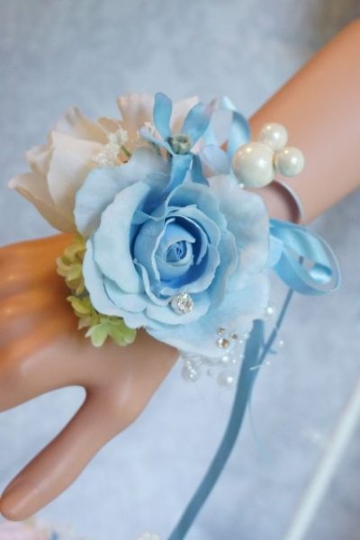 画像6: ミキミニブーケ　ラウンド　大き目リボン　アーティフィシャルフラワー　リストレットプレゼント　スワロ　花のみ２2-23ｃｍ　キャンペーン