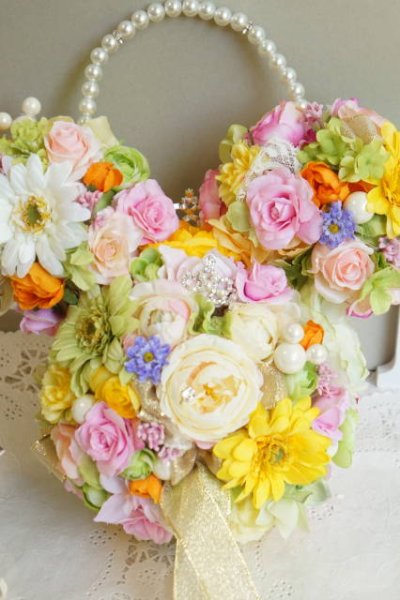 画像3: ミニーボールブーケスワロ　横幅約27cm　イエローオレンジ　アーティフィシャルフラワー　リストレットプレゼント付き　色違い可II