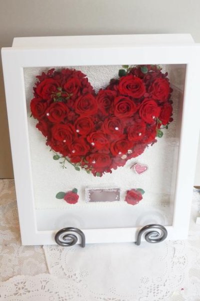 画像6: ウッドフレーム3L(31×39cm）赤薔薇ハート