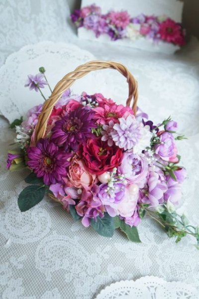 画像6: かごバスケットブーケ　アーティフィシャルフラワー　