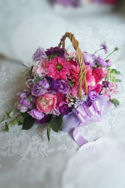 画像7: かごバスケットブーケ　アーティフィシャルフラワー　