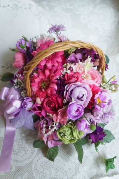 画像4: かごバスケットブーケ　アーティフィシャルフラワー　