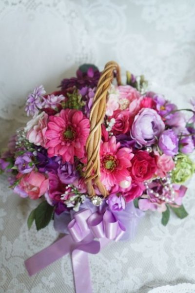 画像3: かごバスケットブーケ　アーティフィシャルフラワー　