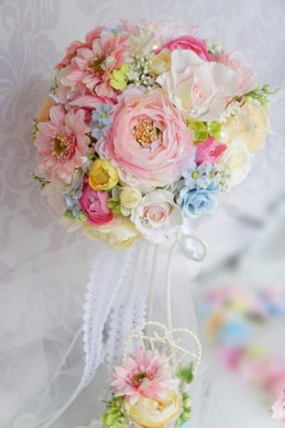 画像4: ラウンドブーケ　大きさ２０センチ（花のみ）　アーティフィシャルフラワー　リストレットプレゼント　スワロ　キャンペーン