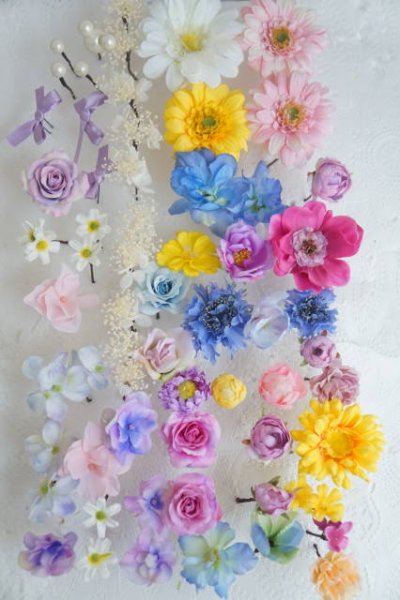 画像4: ヘッドドレス  ラプンツェルロング　ガーベラ　ミニ薔薇　アジサイ　小花　セットアーティフィシャルフラワー