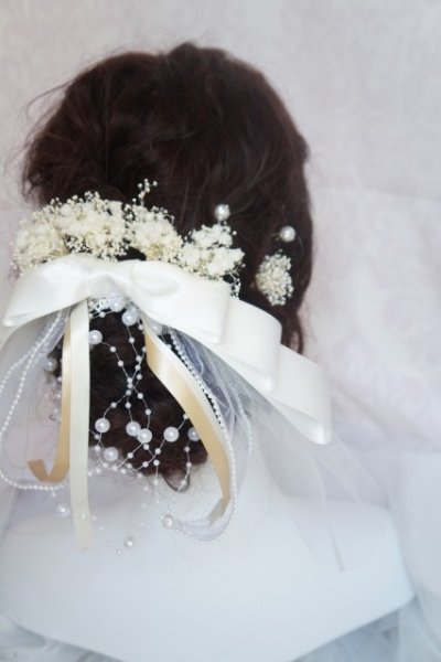 画像4: ヘッドドレス ドレスに合わせて。リボンとガーベラ、薔薇　カスミソウなど　　セット