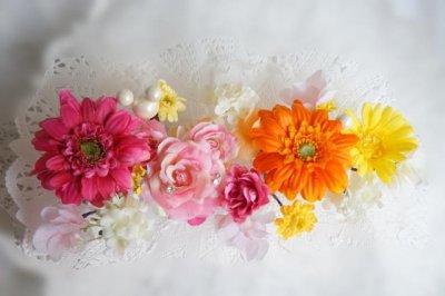 画像7: ヘッドドレス ドレスに合わせて。リボンとガーベラ、薔薇　カスミソウなど　　セット