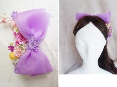 画像5: ヘッドドレス ドレスに合わせて。リボンとガーベラ、薔薇　カスミソウなど　　セット