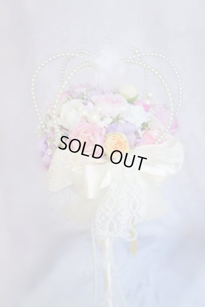 画像3: クラウンステッキブーケ　リボン＋フェザー　高さ約62cm　アーティフィシャルフラワー　キャンペーン