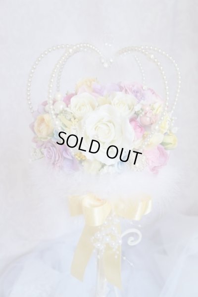 画像1: クラウンステッキブーケ　リボン＋フェザー　高さ約62cm　アーティフィシャルフラワー　キャンペーン