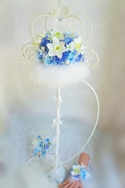 画像6: クラウンステッキブーケ　フェザー　かぼちゃ馬車イメージ　トール　高さ約７８cm