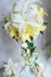 画像1: キャスケードブーケ　アーティフィシャルフラワー　カサブランカ７輪　スワロ　幅（花のみ）28-30cm　　色違い可 (1)