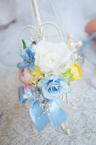 画像2: クラウンステッキブーケ　リボン　高さ約62cm　アーティフィシャルフラワー　キャンペーン (2)