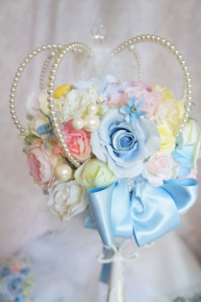 画像5: クラウンステッキブーケ　リボン　高さ約62cm　アーティフィシャルフラワー　キャンペーン (5)